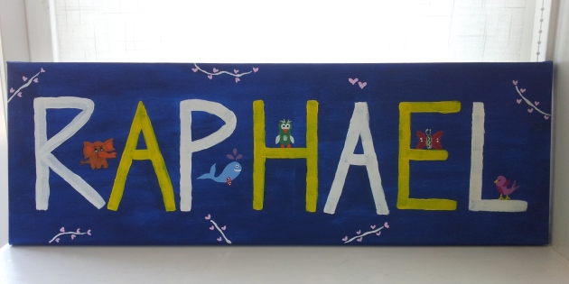 A custom made baby name sign